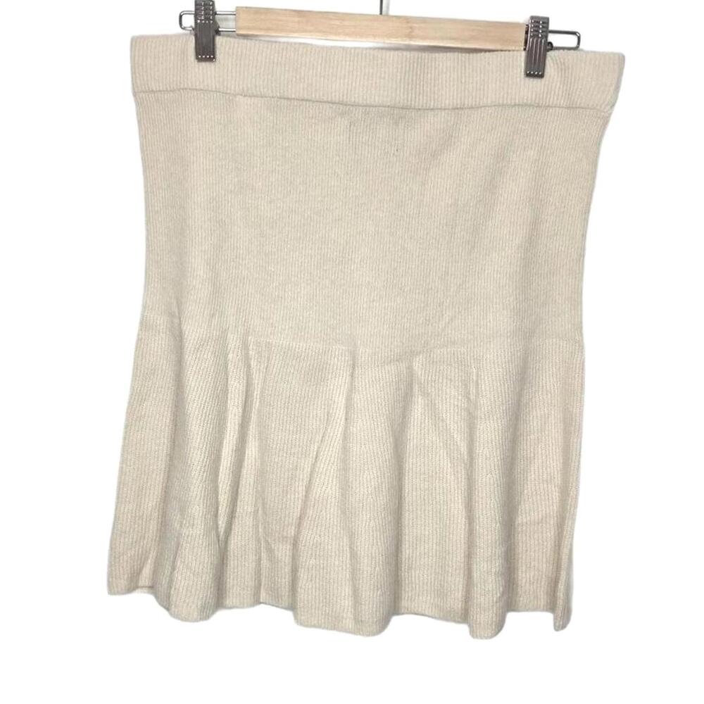 Gap Flared A-Line Mini Skirt Ribbed Knit Cream Pull On New With Tags Large/Tall